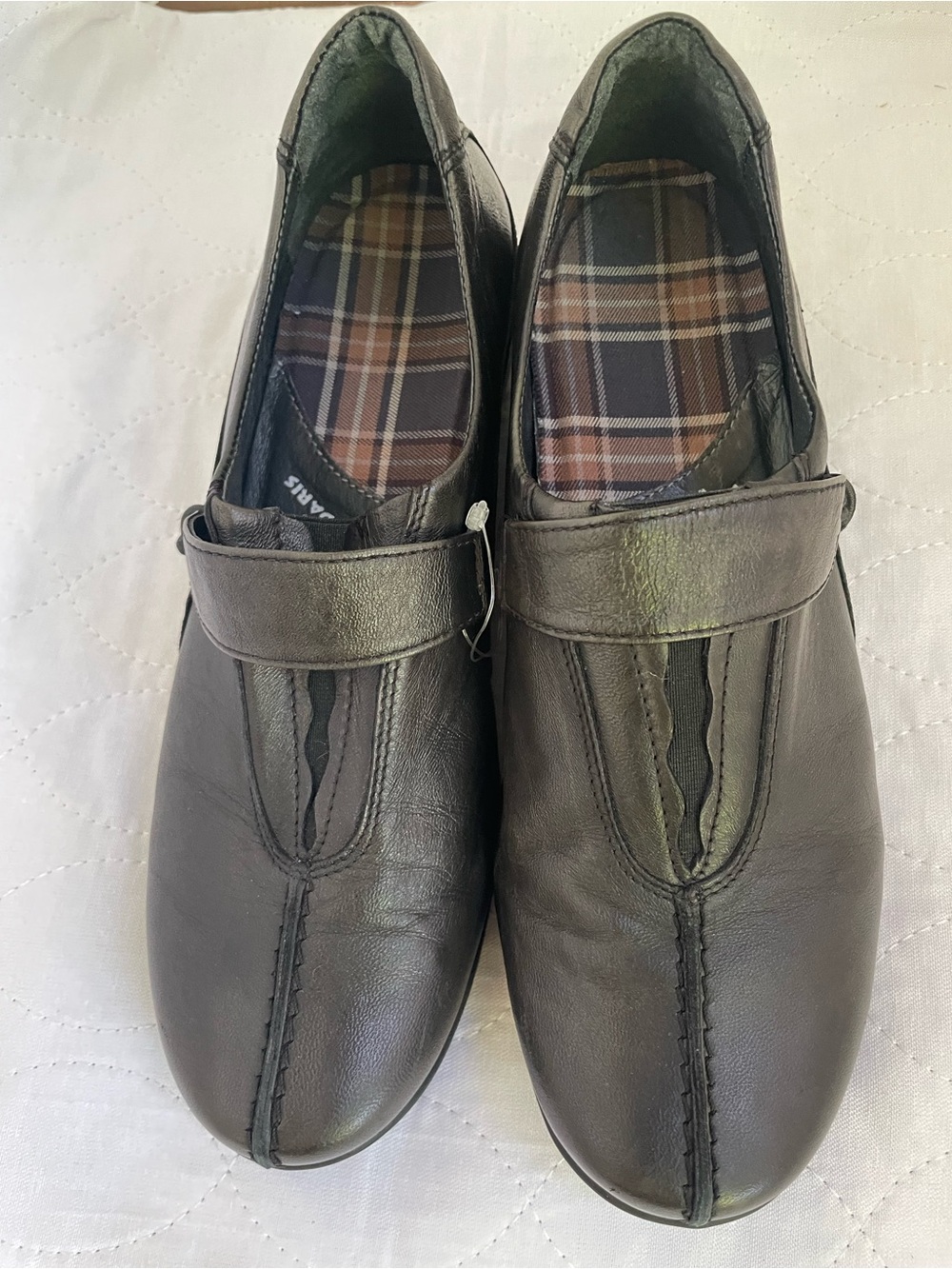 Women’s Brown Leather Moccasin Slip-On with Adjustable Strap